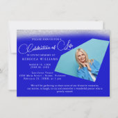 Minimal Blue Foto Celebration of Life Einladung (Vorderseite)