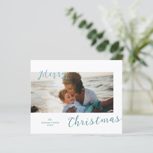 Minimal Blue Foto Modernes Weihnachtsfest (Stehend Vorderseite)