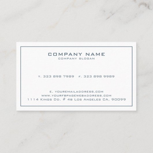 Minimal blue-gray and white reversible card design visitenkarte (Rückseite)