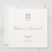 Minimal Blue Gray Anspruchsvolle SkriptWedding Save The Date (Vorderseite)