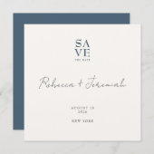 Minimal Blue Gray Anspruchsvolle SkriptWedding Save The Date (Vorne/Hinten)