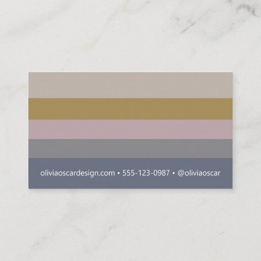 Minimal Blue Gray Ochre Elegante Visitenkarte (Rückseite)