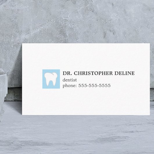 Minimal Blue Gray White Teeth Dentist Visitenkarte