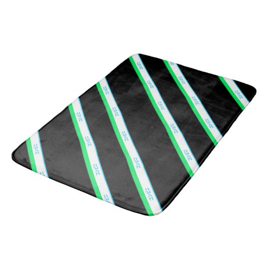 Minimal Blue Green Black Large Stripe Japan Text Badematte (Schrägansicht)