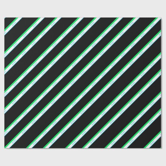 Minimal Blue Green Black Medium Strip Japan Text Geschenkpapier (Flach)
