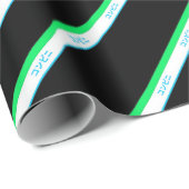 Minimal Blue Green Black Medium Strip Japan Text Geschenkpapier (Rolleneckpunkt)