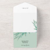 Minimal Blue Green Botanical Watercolor All In One Einladung (Außenbereich)