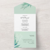 Minimal Blue Green Botanical Watercolor All In One Einladung (Innen)