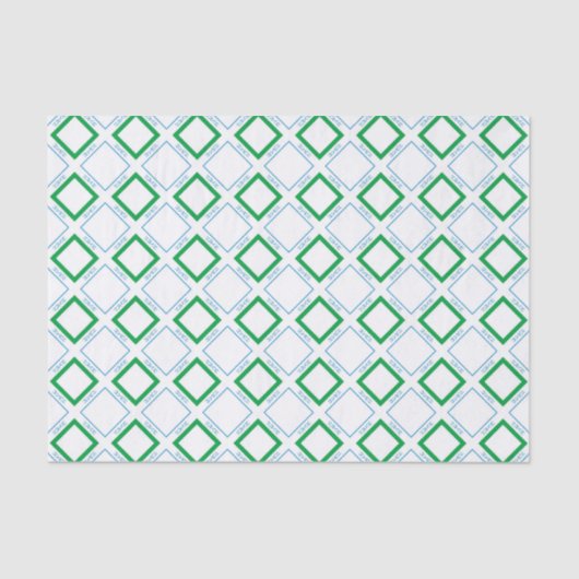 Minimal Blue Green Diamond japanischer Text Seidenpapier (Vorderseite)