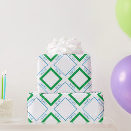 Minimal Blue Green Large Diamond Japanischer Text Geschenkpapier