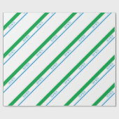 Minimal Blue Green Large Stripe japanischer Text Geschenkpapier (Flach)