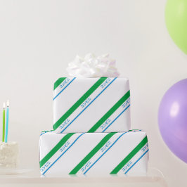 Minimal Blue Green Large Stripe japanischer Text Geschenkpapier