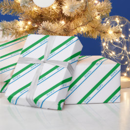 Minimal Blue Green Medium Stripe japanischer Text Geschenkpapier