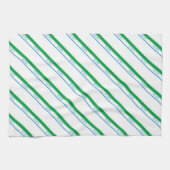 Minimal Blue Green Medium Stripe japanischer Text Geschirrtuch (Horizontal)