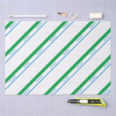 Minimal Blue Green Medium Stripe japanischer Text Seidenpapier (Handwerk)