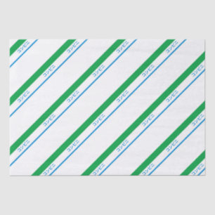 Minimal Blue Green Medium Stripe japanischer Text Seidenpapier