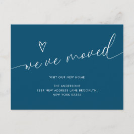 Minimal Blue Heart Script Wir haben uns bewegt Postkarte