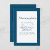 Minimal Blue Hochzeitunterkunft Eintrittskarte Begleitkarte (Vorne/Hinten)
