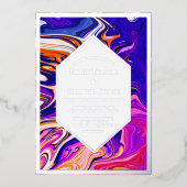 Minimal Blue Mauve Galaxy Abstrakt Wedding Silver Folieneinladung (Vorderseite)