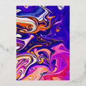 Minimal Blue Mauve Galaxy Abstrakt Wedding Silver Folieneinladung (Rückseite)