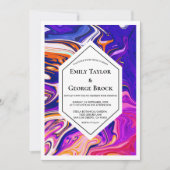 Minimal Blue Mauve Orange Galaxy Abstrakt Wedding Einladung (Vorderseite)