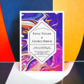 Minimal Blue Mauve Orange Galaxy Abstrakt Wedding Einladung