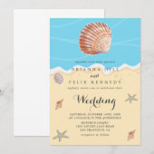 Minimal Blue Ocean Summer Wedding Einladung (Vorne/Hinten)