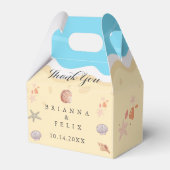 Minimal Blue Ocean Summer Wedding Geschenkschachtel (Rückseite)