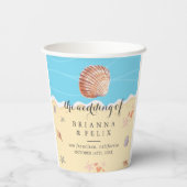 Minimal Blue Ocean Summer Wedding Pappbecher (Rückseite)