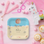 Minimal Blue Ocean Summer Wedding Pappteller (Party)