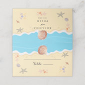 Minimal Blue Ocean Summer Wedding Platzkarte (Außenseite Aufgefaltet)