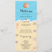 Minimal Blue Ocean Summer Wedding Programm (Vorderseite)
