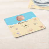 Minimal Blue Ocean Summer Wedding Rechteckiger Pappuntersetzer (angewinkelt)