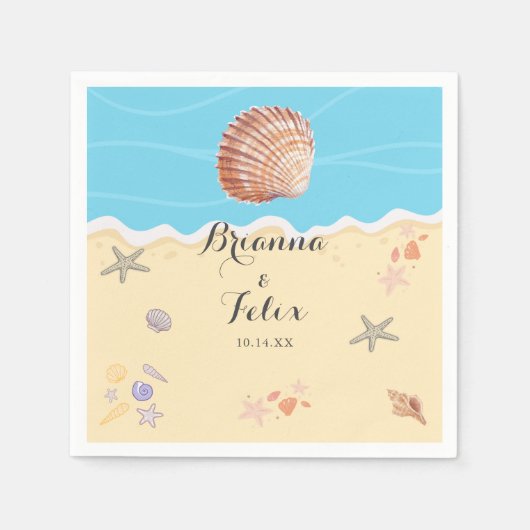 Minimal Blue Ocean Summer Wedding Serviette (Vorderseite)