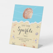 Minimal Blue Ocean Summer Wedding Sparkle Sockelschild (Vorderseite)
