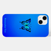 Minimal Blue on Blue Butterfly Case-Mate iPhone Hülle (Rückseite (Horizontal))