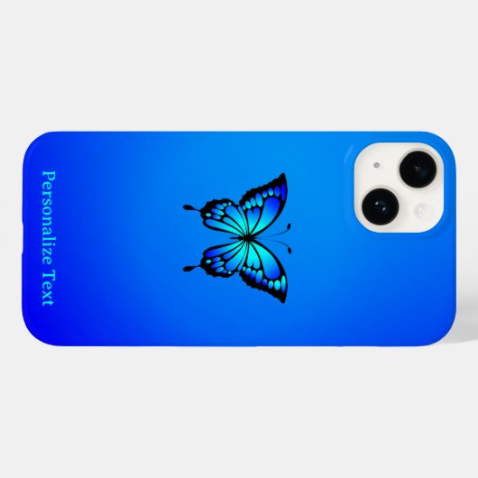 Minimal Blue on Blue Butterfly Case-Mate iPhone Hülle (Rückseite (Horizontal))