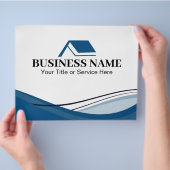 Minimal Blue Real Estate Agent House Logo Flyer (Hand)