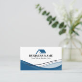 Minimal Blue Real Estate Agent House Logo Visitenkarte (Stehend Vorderseite)