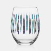 Minimal Blue Retro Inspiriert Weinglas Ohne Stiel (Vorderseite)