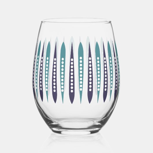 Minimal Blue Retro Inspiriert Weinglas Ohne Stiel (Vorderseite)