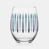 Minimal Blue Retro Inspiriert Weinglas Ohne Stiel (Rückseite)