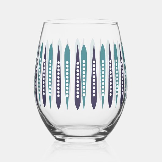 Minimal Blue Retro Inspiriert Weinglas Ohne Stiel (Rechts)