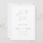 Minimal Blue Save the Date Hochzeitsankündigung (Vorderseite)