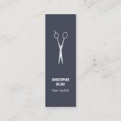 Minimal Blue Silver Scissor Hair Stylist Mini Visitenkarte (Vorderseite)