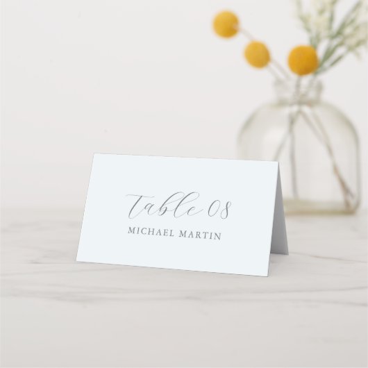 Minimal Blue Simple Calligraphy Quinceanera Platzkarte (Vorderseite)