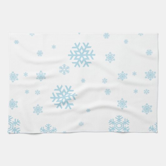 Minimal Blue Snowflakes Urlaub Geschirrtuch (Horizontal)