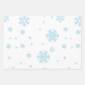 Minimal Blue Snowflakes Urlaubspapier Geschenkpapier Set (Vorderseite)