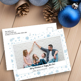 Minimal Blue Snowflakes Weihnachten Postkarte