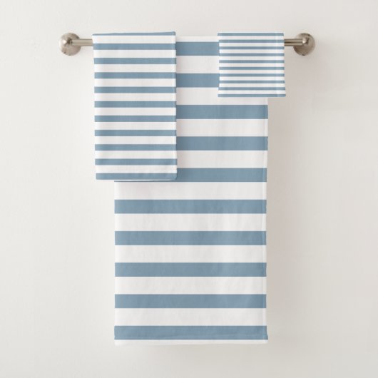 Minimal Blue Stripes Modern Pattern Design Badhandtuch Set (Insitu)